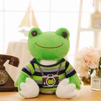 Peluche grenouille photographe
