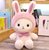 Peluche lapin bonnet rose