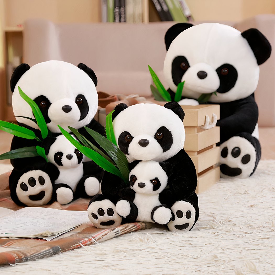 Peluche maman et bébé panda