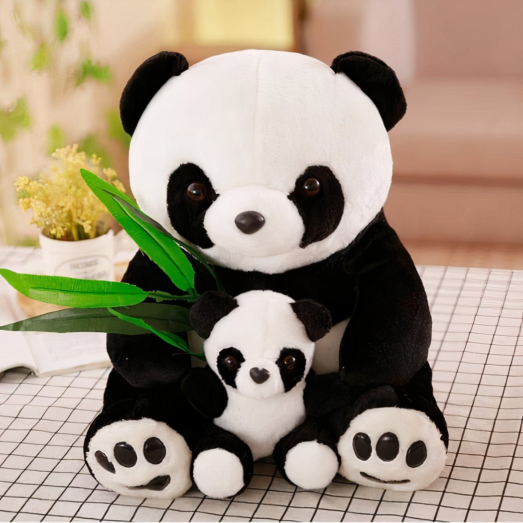 Peluche maman et bébé panda