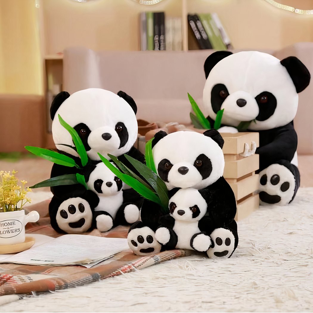 Peluche maman et bébé panda