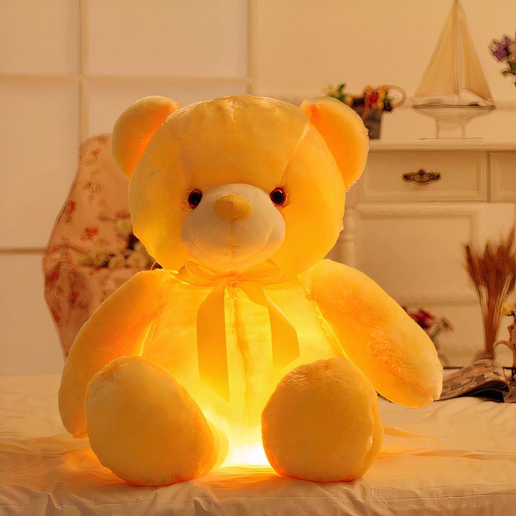 Peluche ours oreiller LED jaune