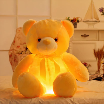 Peluche ours oreiller LED jaune