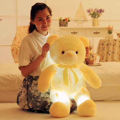 Peluche ours oreiller LED jaune