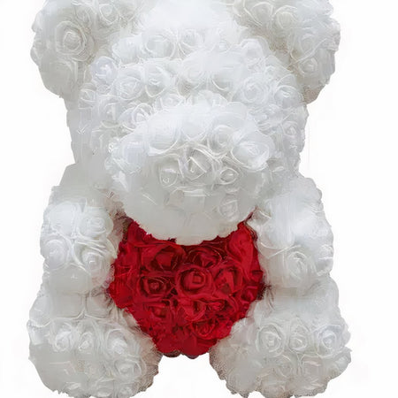 Peluche ours roses blanches