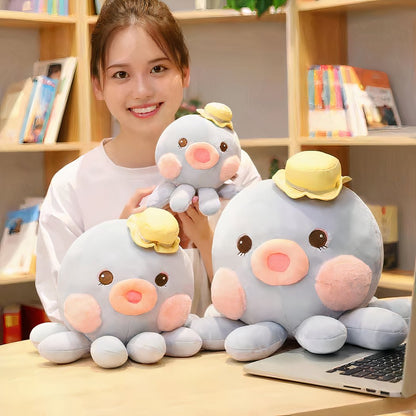 Peluche pieuvre Kawaii bleue