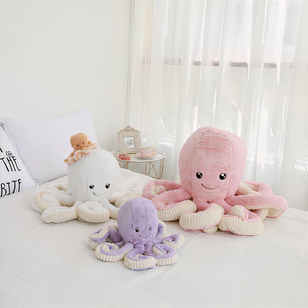 Peluche pieuvre violette super mignonne