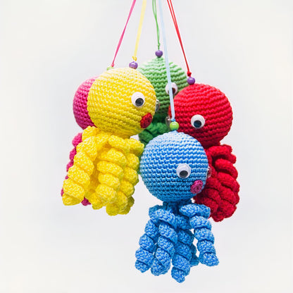 Peluche poulpe bleue douce tressée pour enfant
