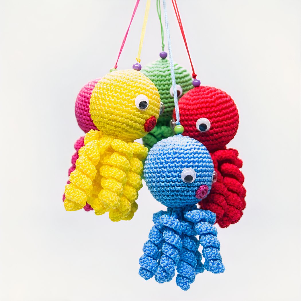 Peluche poulpe jaune douce tressée pour enfant