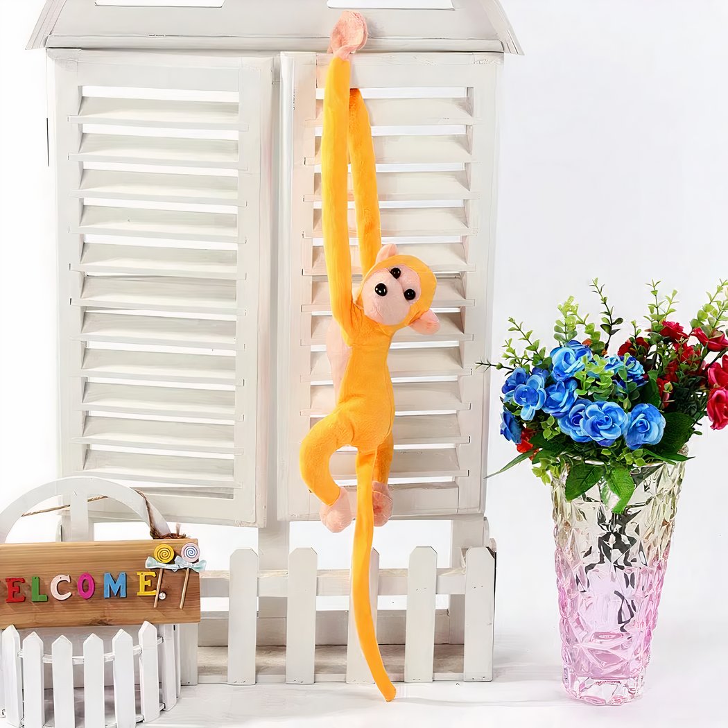Peluche singe kawaii longue queue jaune