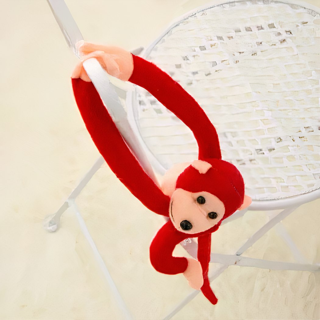 Peluche singe kawaii longue queue rouge
