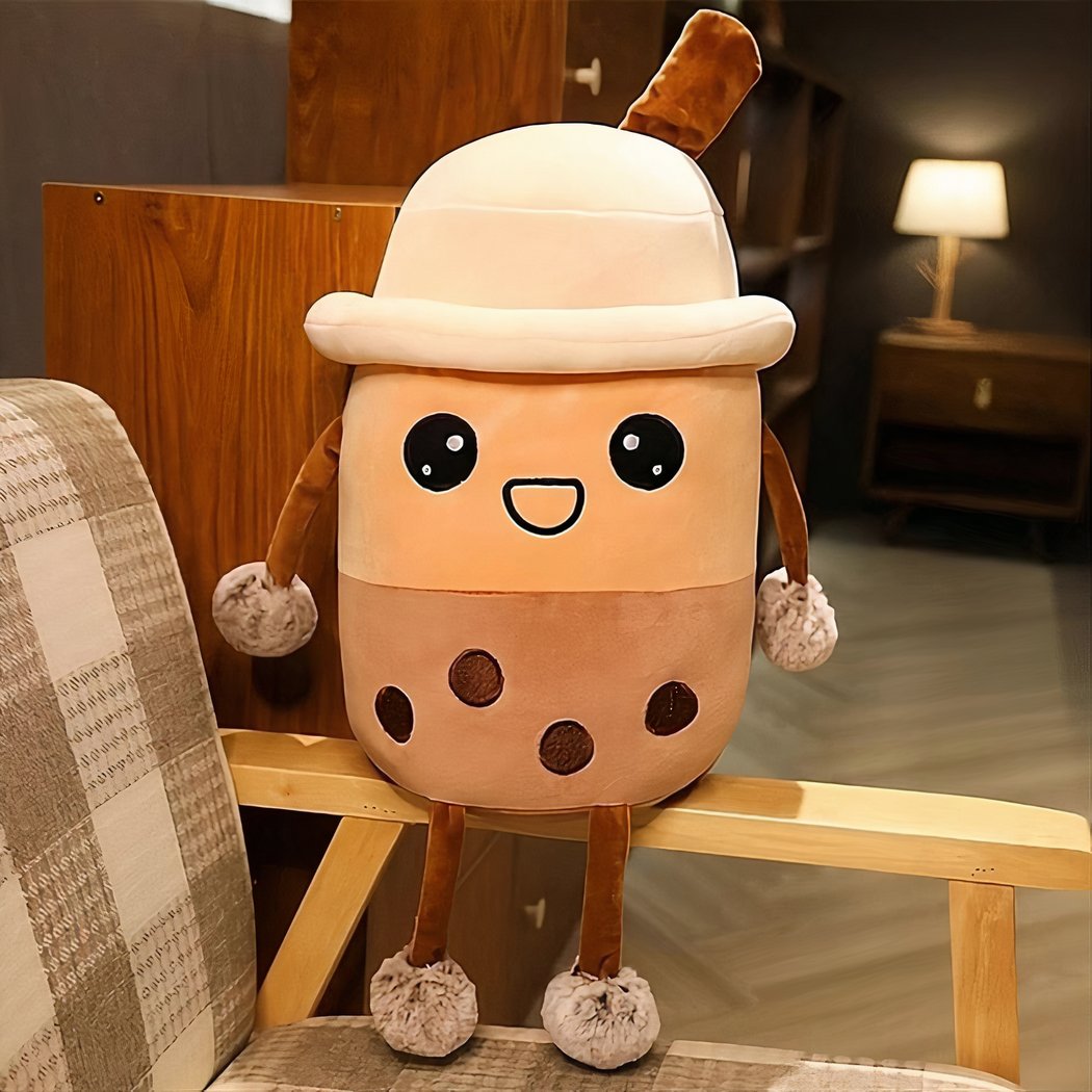 Peluche Bubble Tea Boba souriant