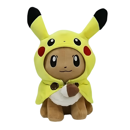Peluche Evoli déguisée en Pikachu