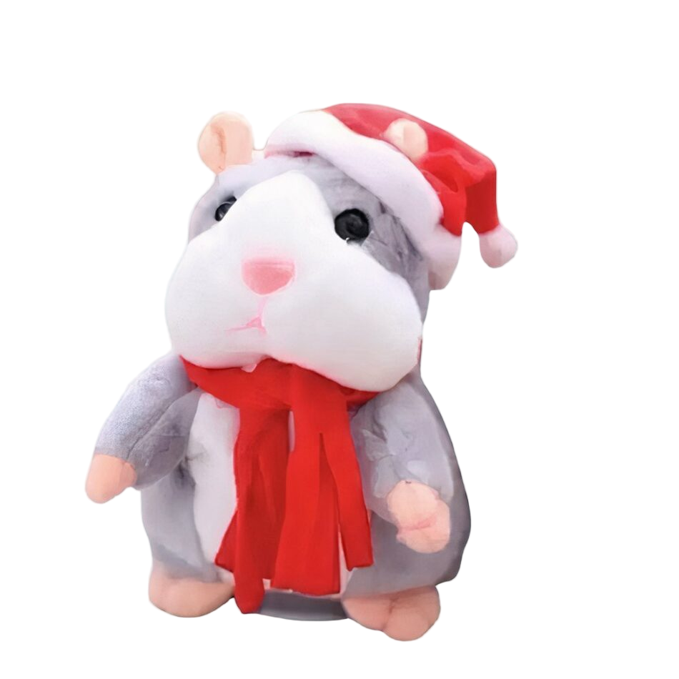 Peluche Hamster gris parlant Père Noël