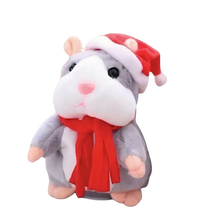 Peluche Hamster gris parlant Père Noël