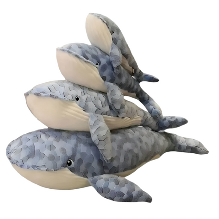 Peluche baleine mosaïque bleu
