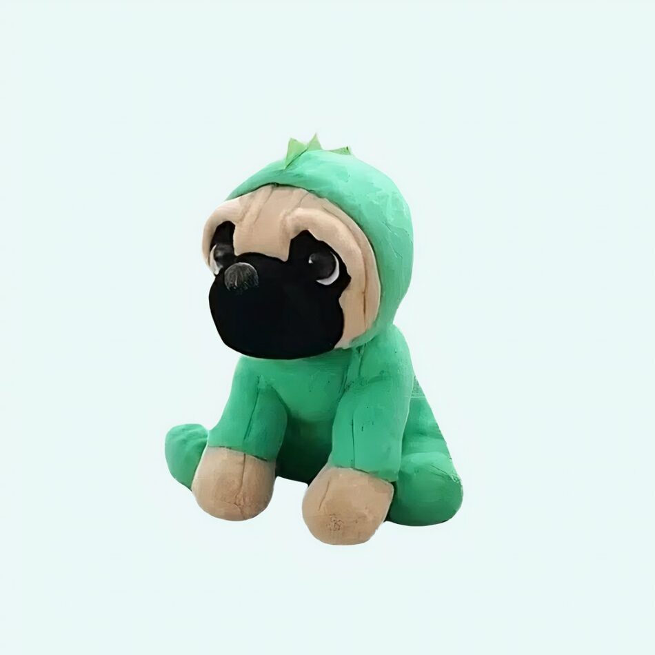 Peluche chien déguisé en dinosaure