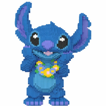 Bloc de Construction Stitch avec Collier en Fleur