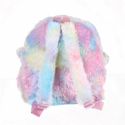 Sac à dos en peluche licorne argenté