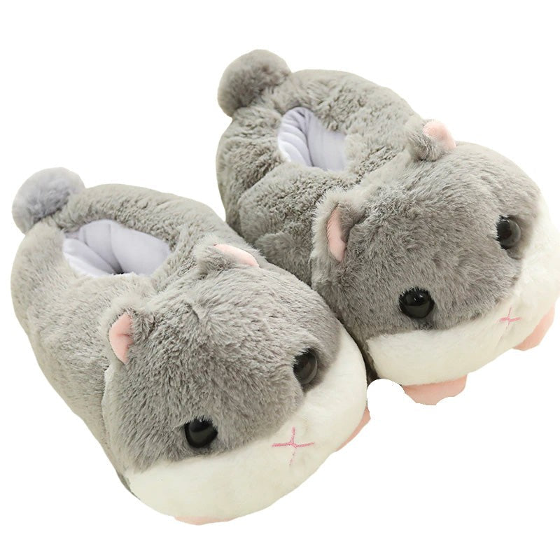 chaussons hamster gris