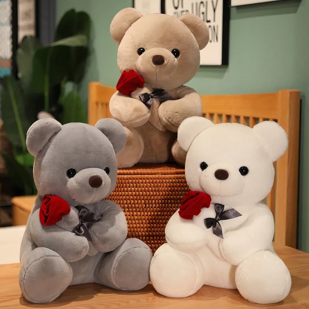 Peluche de St-Valentin nounours avec sa rose