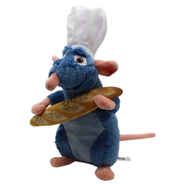 Peluche Ratatouille avec une baguette de pain