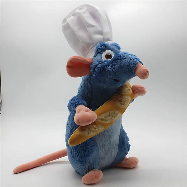 Peluche Ratatouille avec une baguette de pain