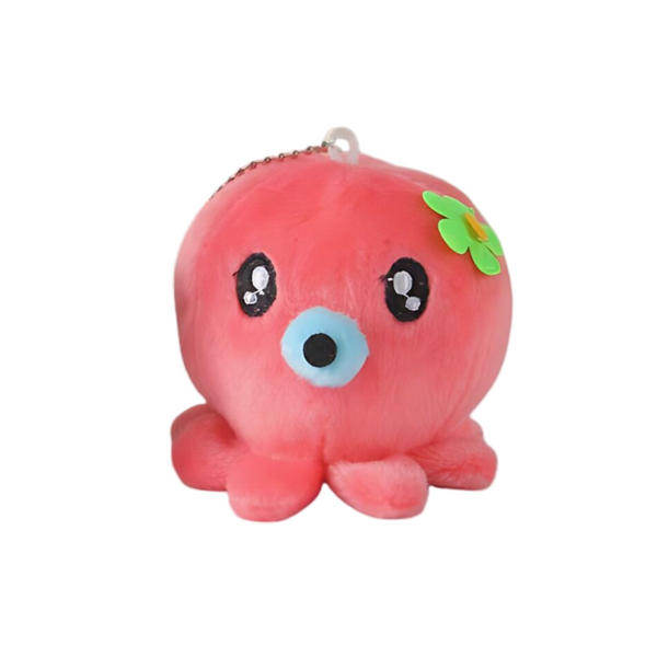 Peluche adorable pieuvre porte-clés rouge