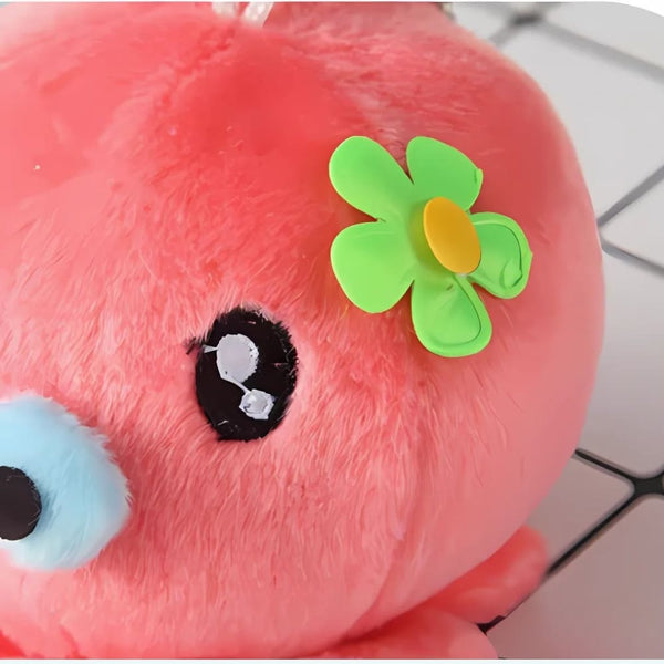 Peluche adorable pieuvre porte-clés rouge