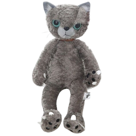 Peluche chat beige mécontent assis