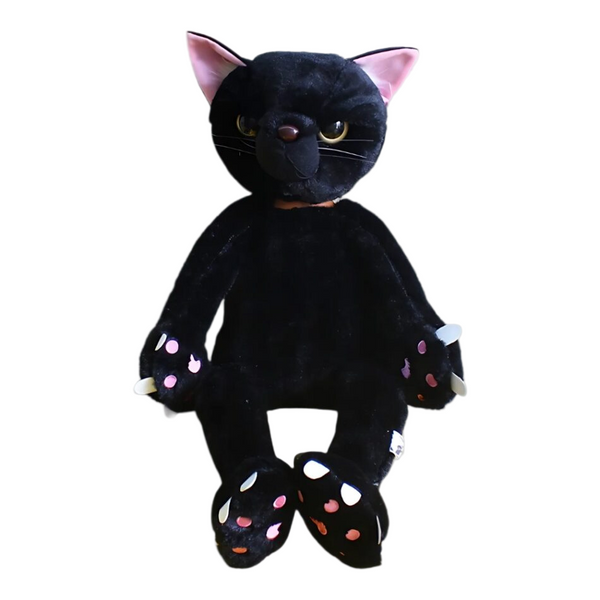Peluche chat noir mécontent assis