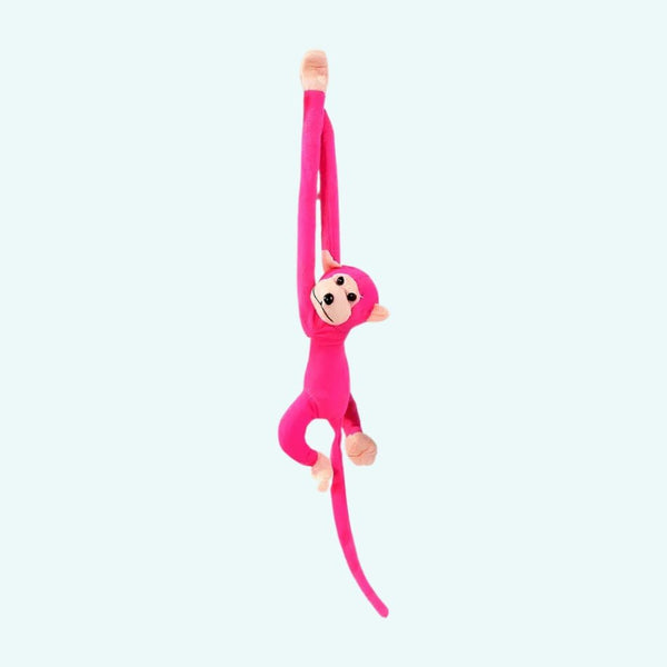 Peluche singe kawaii longue queue fushia