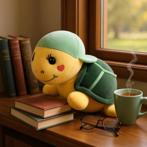 Peluche tortue verte à casquette