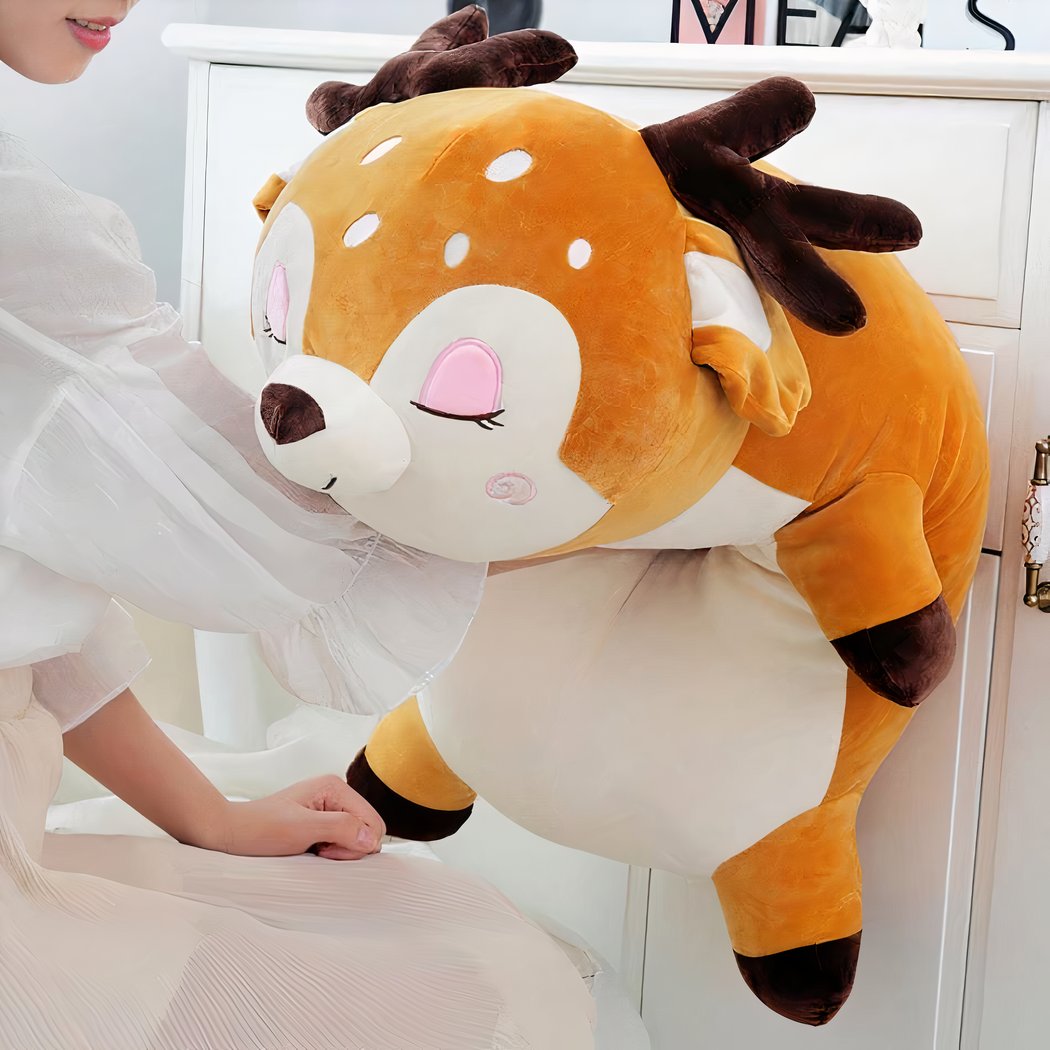 Peluche cerf oreiller géant