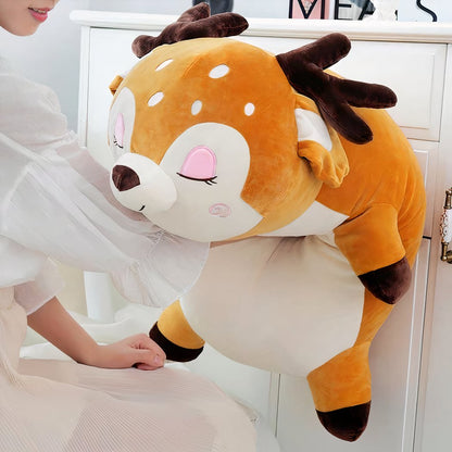 Peluche cerf oreiller géant