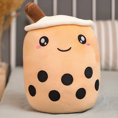 Peluche coussin Bubble tea mignon marron