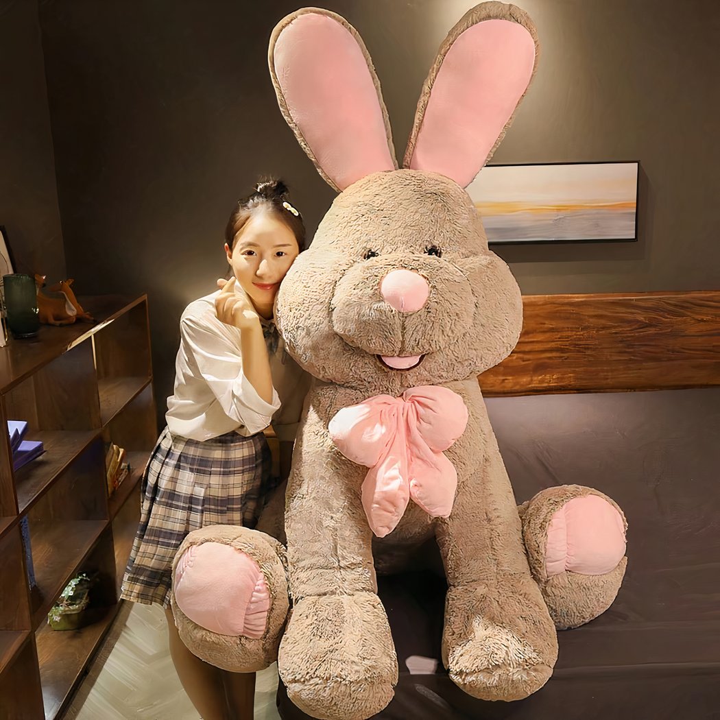 Peluche lapin marron géant